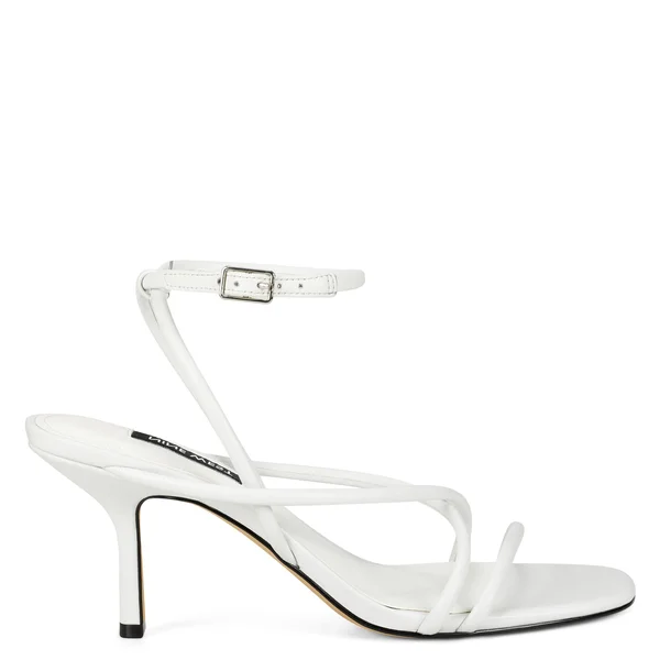Nine West Women's Nolan Strappy Sandal - Size: 9, White Leather