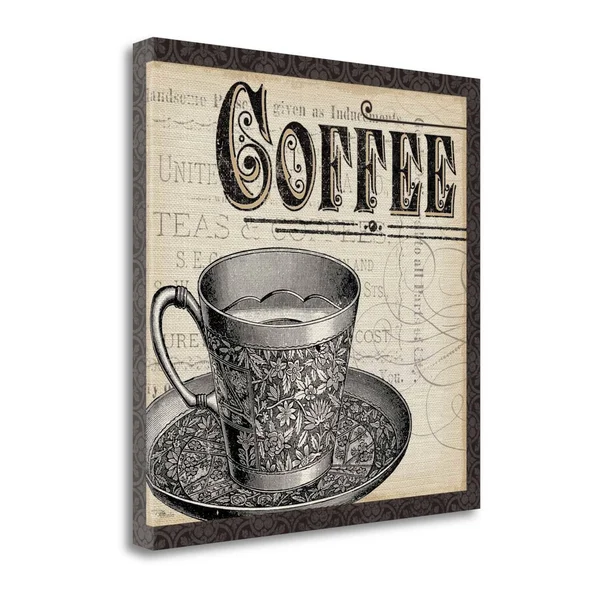 Tangletown Fine Art 24x22 x 24x22 Antique Cafe I with Border Giclee Print on Gallery Wrap Canvas