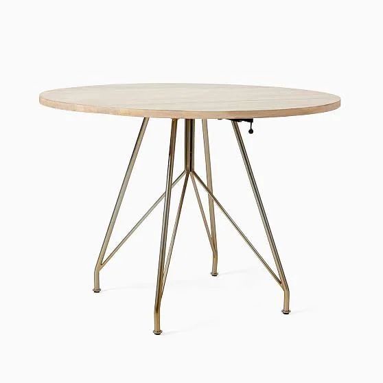 Jules Drop Leaf Dining Table, Cerused White, Light Bronze