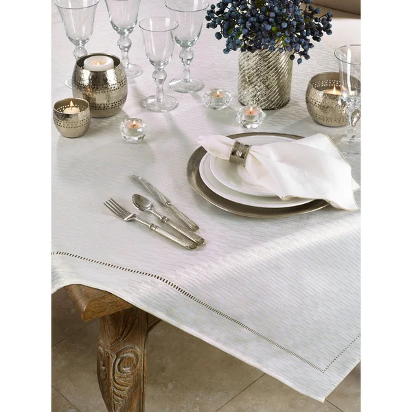 Saro Lifestyle Hemstitched Tablecloth with Casual Design - 65x22x140x22