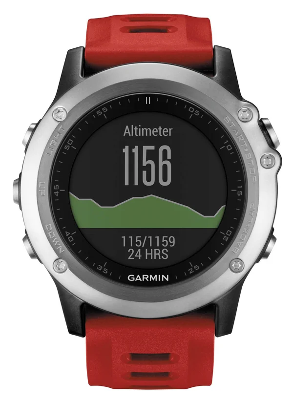 Garmin Fenix 3 GPS Watch Silver with Red Band