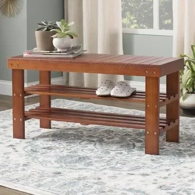 Andover Mills Theiss Wood Storage Bench - Cherry