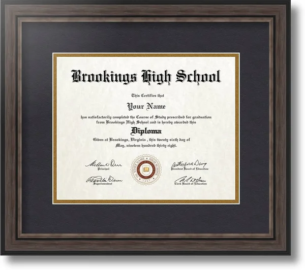 ArtToFrames 8x10 inch Diploma Frame - Framed in Grey and Black Frame with Black and Gold Mats - Comes with Regular Glass and Easy