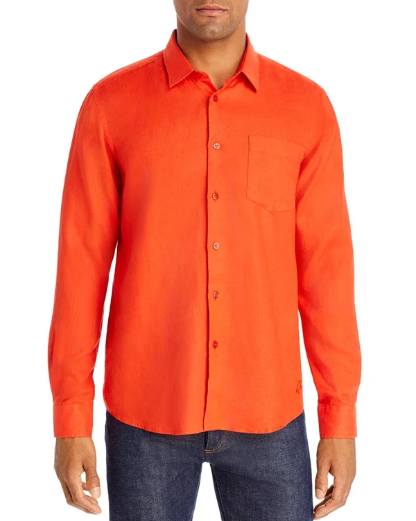 Vilebrequin Men Linen Shirt Solid - Red - Casual Shirts