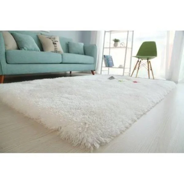 Ebern Designs Wilhelmina Soft Shaggy Hand-Tufted White Area Rug - Size: Rectangle 5& x 7&