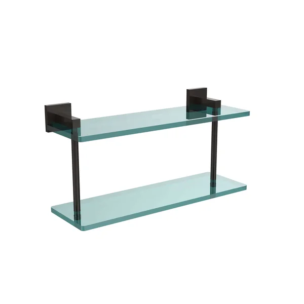 Allied Brass MT-2-16-ORB Montero Collection 16 in. Two Tiered Glass Shelf Oil Rubbed Bronze