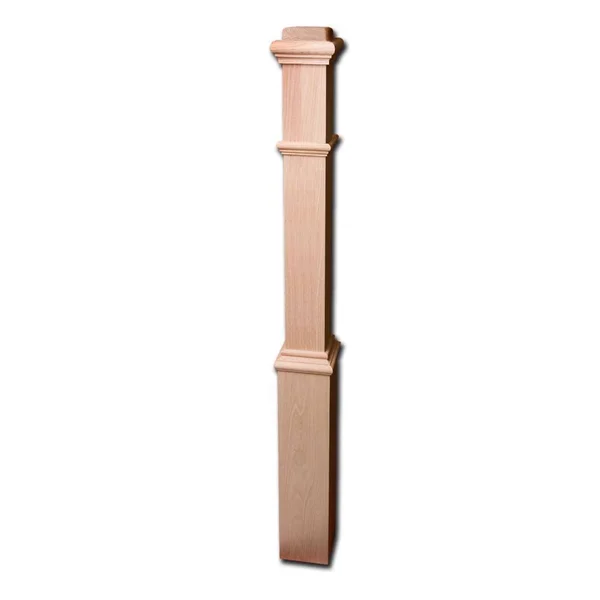 House of Forgings 56 in. x 4-1/2 in. Red Oak Plain Contemporary Style Wood Box Newel Post - Unfinished Red Oak