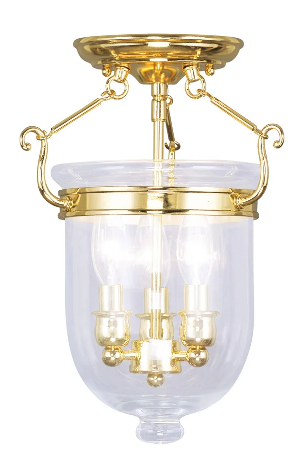 Livex Lighting 5061-02 Jefferson 3 Light Polished Brass Ceiling