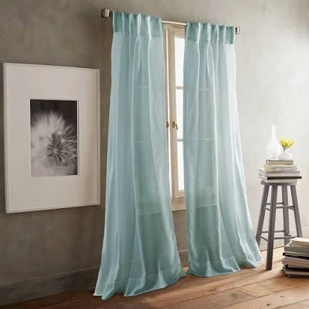 Paradox Solid Sheer Pinch Pleat Curtain Panels DKNY Curtain Color: Silver - Size per Panel: 35" W x 108" L