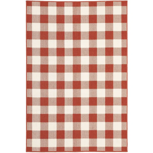 The Gray Barn Told Gait Indoor/ Outdoor Gingham Check Area Rug (6&7x22 x 9&6x22 - Tan)