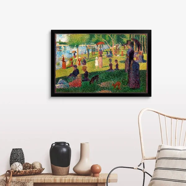 A Sunday on La Grande Jatte, Black Framed Wall Art, 36x24, Great Big Canvas