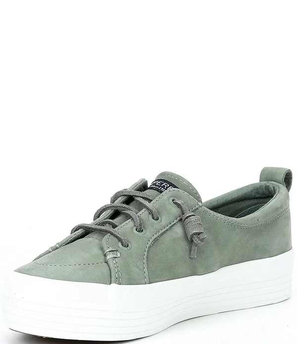 Women's Sperry Crest Vibe Platform Leather Sneaker Sage - Size 9M