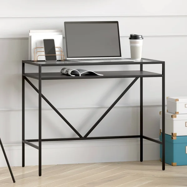 Baird Desk with Metal Shelf - Blackened Bronze 36x22