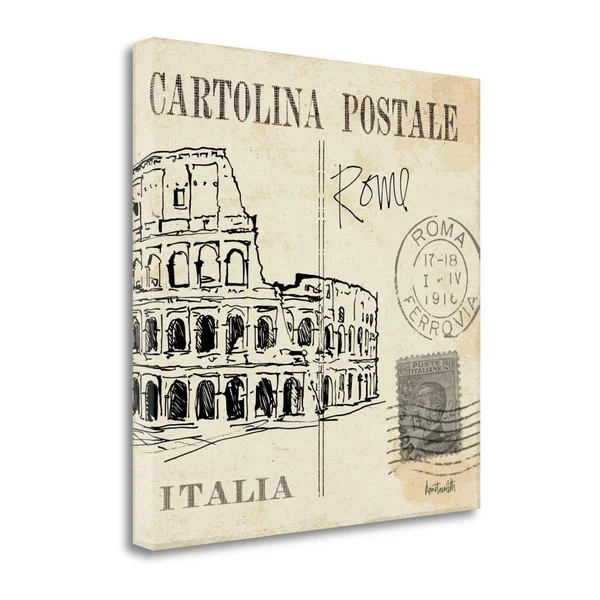 Tangletown Fine Art 20x22 x 20x22 Postcard Sketches IV Giclee Print on Gallery Wrap Canvas