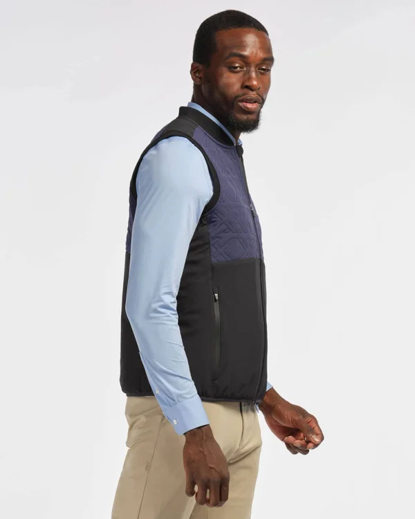 Men's Rhone Midtown Quilted Yoke Vest - Size Large - Black