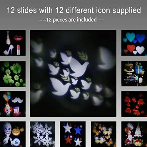 Ledgoo Holiday Light, Rotation Snowflake Star Spotlight Wall Decoration Lights with 12 Pcs Switchable Patterns for Christmas and