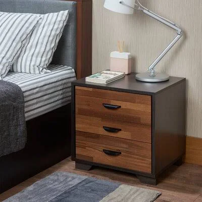 Brea 3 Drawers Nightstand Foundry Select Color: Walnut and Espresso