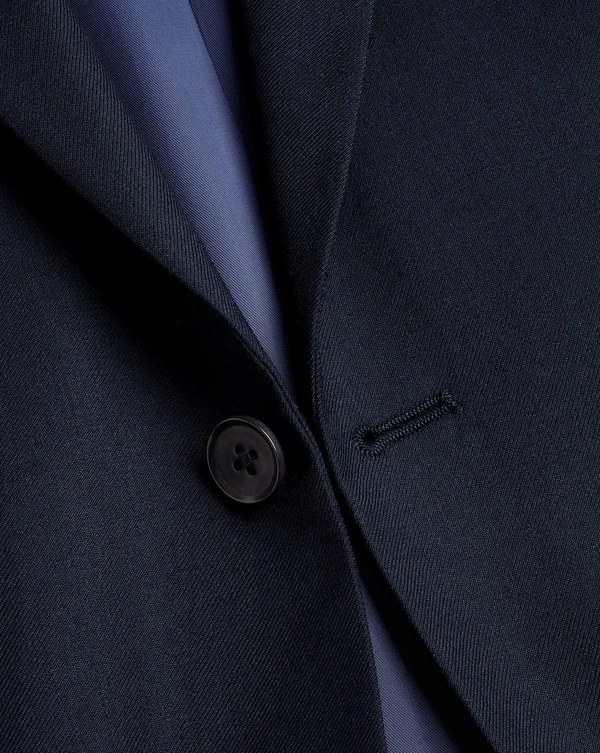 Twill Business Suit Wool Jacket - Navy