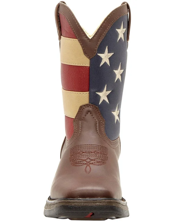 Durango BT245 Lil 8 inch Patriotic Pull-On Boot - 4.5 Brown/Flag