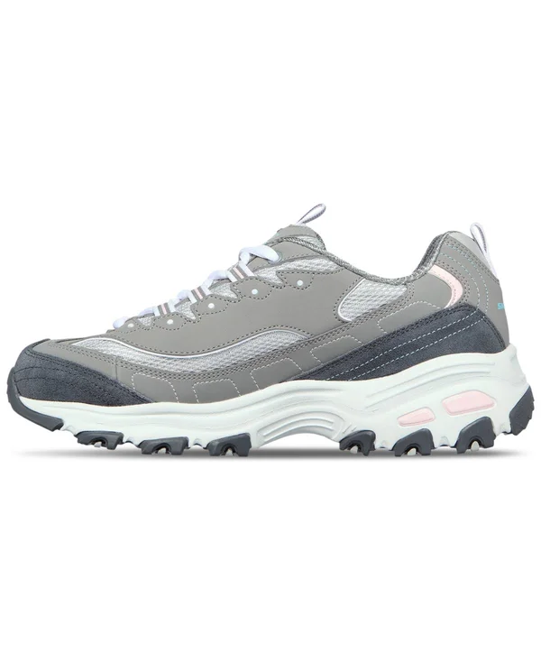 Skechers Women's D&Lites - New Journey Sneakers, Gray/Light Pink, 7.0