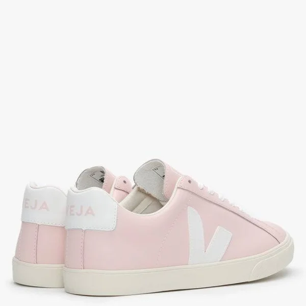 Veja Espar Logo Leather Petale White Trainers Size: 38, Colour: Pink L