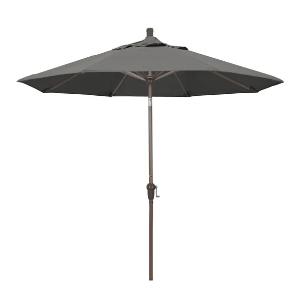 California Umbrella 9& Sunset Series Patio Umbrella with Champange Aluminum Pole Aluminum Ribs Auto Tilt Crank Lift with Sunbrel