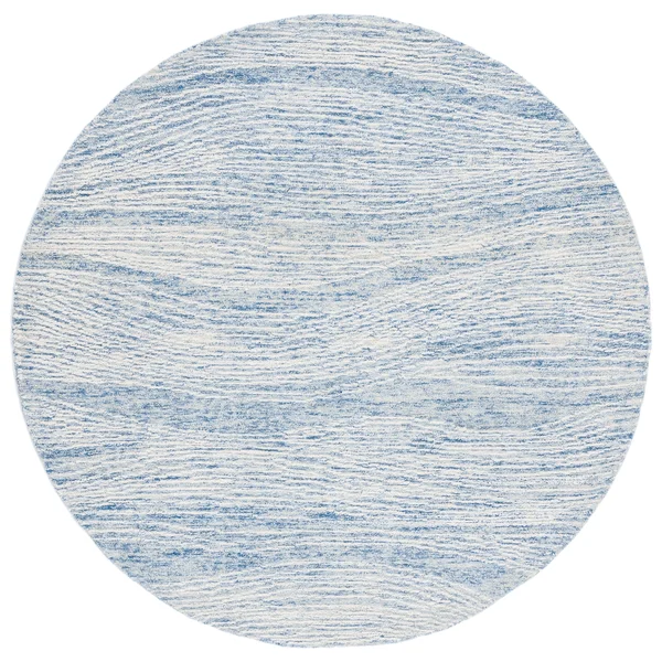 Metro Collection MET995M Rug Blue - Ivory, Round 6& x 6&