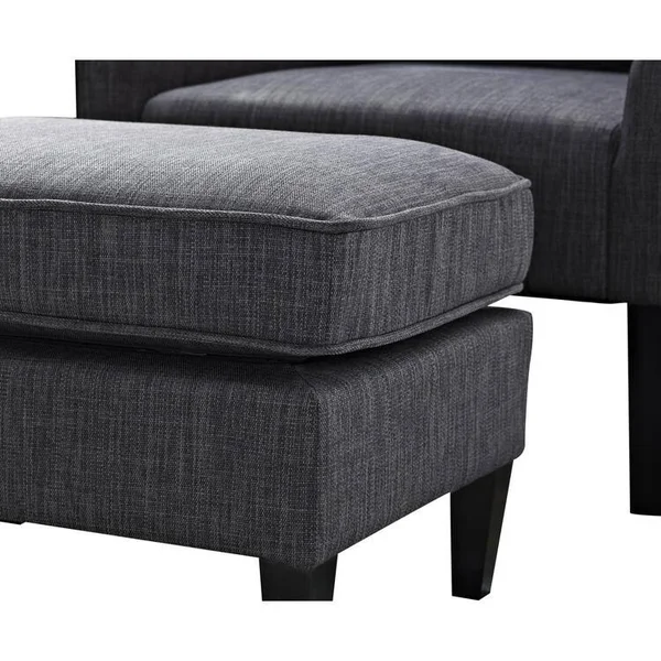 Simpli Home Ashbury Wingback Club Chair and Ottoman - Slate Grey