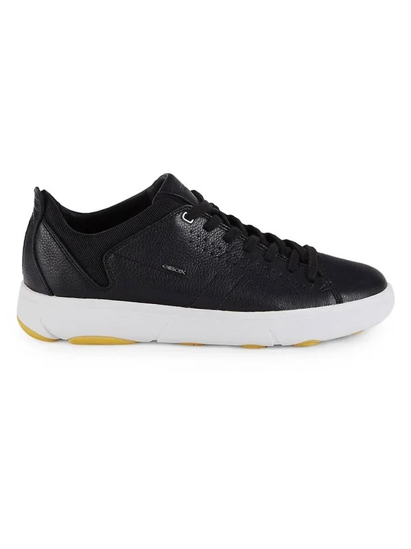 Geox Nebula Leather-Trim Sneaker - 45, Black