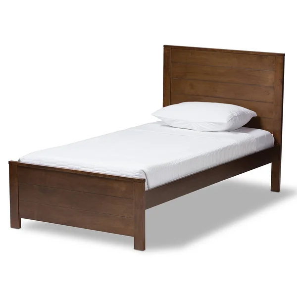 Catalina Modern Classic Mission Style Walnut Finished Wood Platform Bed Brown Twin - Baxton Studio