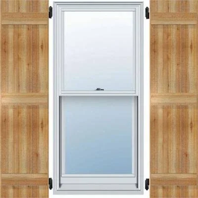 Ekena Millwork RBJ06S21X070RWR 21 1/2x22W x 70x22H TimberCraft Four 5 3/8x22 Boards Joined Board-n-Batten Shutters - Rough Sawn W