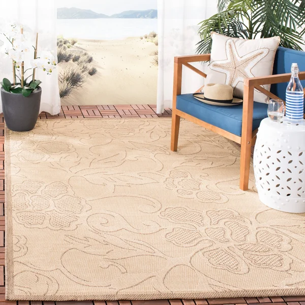 Safavieh Courtyard CY2726-3901 5&3x22 x 7&7x22 Sand, Black Area Rug