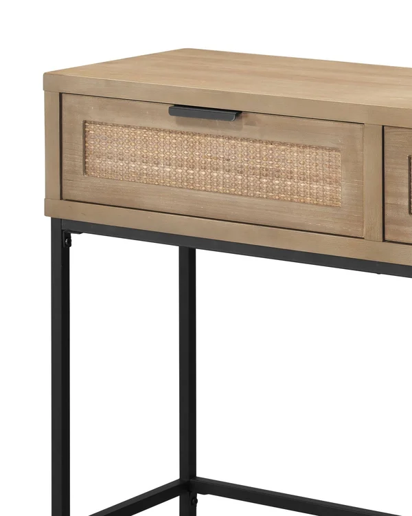 Reed Console Table in Washed Wood & Black Metal