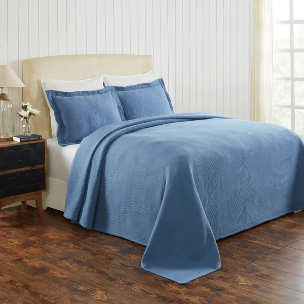 Miranda Haus Laurence Cotton Jacquard Matelasse Bedspread Set (White - Full)