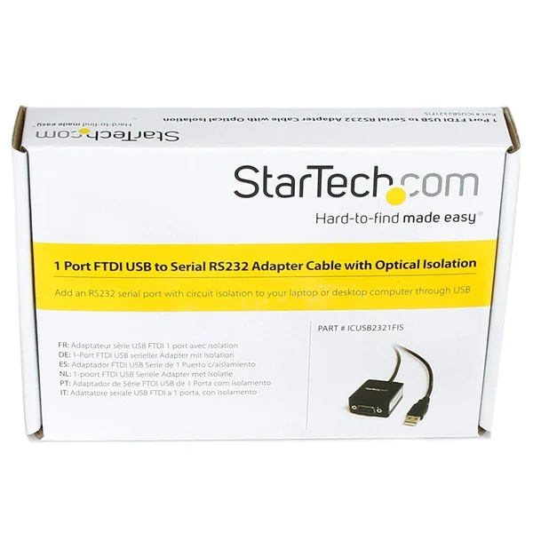 StarTech.com ICUSB2321FIS 1 Port FTDI USB to Serial RS232 Adapter Cable with Optical Isolation