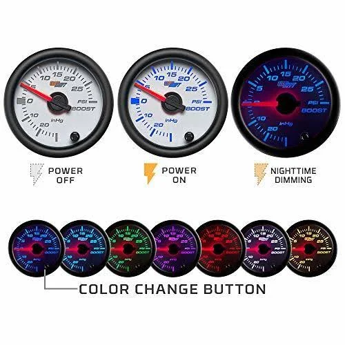 GlowShift White 7 Color Tachometer Gauge