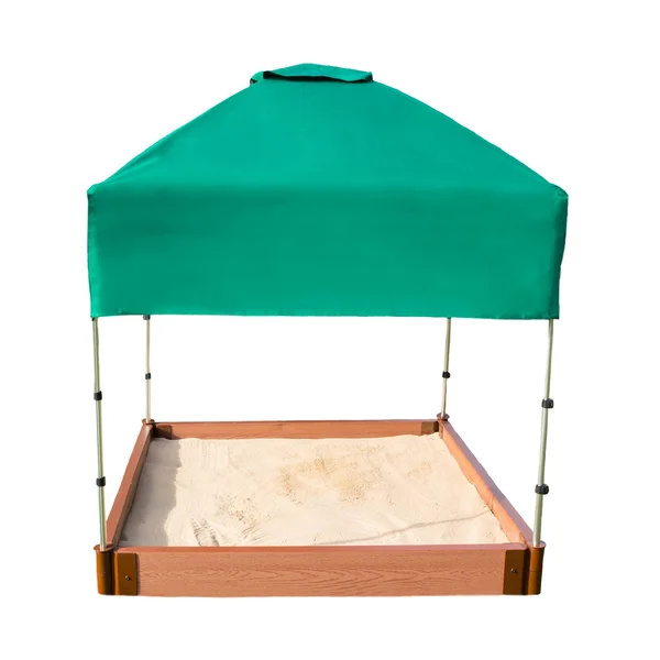 Frame It All Two Series 4ft. x 5.5in. Composite Square Sandbox Kit with Canopy/Cover