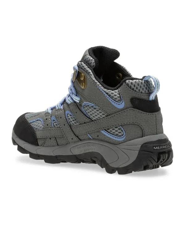 Merrell Kid's Moab 2 Mid Waterproof Boot - Size: 1, Grey/Periwinkle