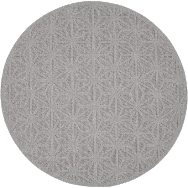 Nourison Palamos Bordered Light Grey 8& Round Area Rug, 7&10x22 x Round