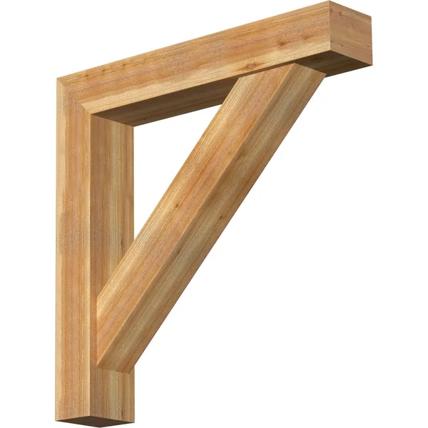 Ekena Millwork 1464803 8x22W x 44x22D x 44x22H Traditional Block Rough Sawn Bracket w/ Offset Brace - Western Red Cedar
