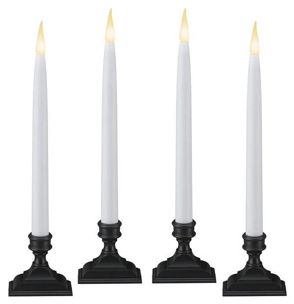 612 Vermont Battery Operated LED Window Candles with Timer (6 on/18 Off), Patented Warm White Dual LED Flicker Flame, VT-1660A-4