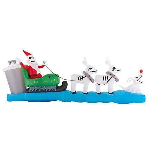 Gemmy Colossal Airblown Inflatable Jack Skellington Sleigh Scene