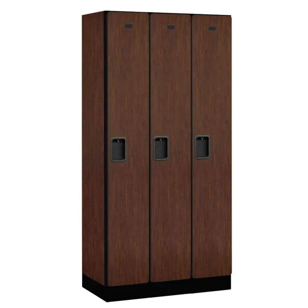 Designer Wood Locker - Single Tier - 3 Wide - 5 Feet High - 15 Inches Deep - Mahogany