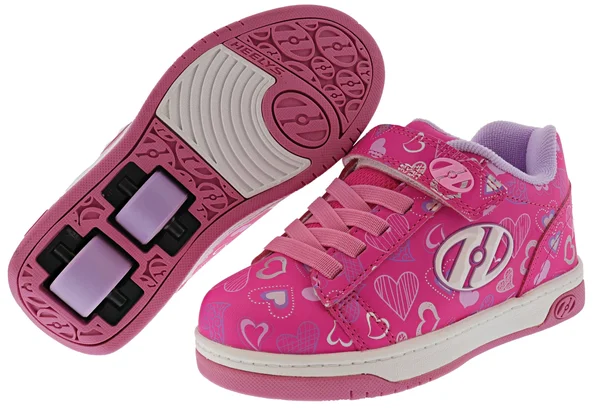 Heelys Unisex Children's Dual Up X2, Hot Pink/White/Hearts