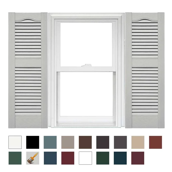 Mid-America Cathedral Open Louver Vinyl Standard Shutter - 1 Pair - 12 x 48 030 Paintable