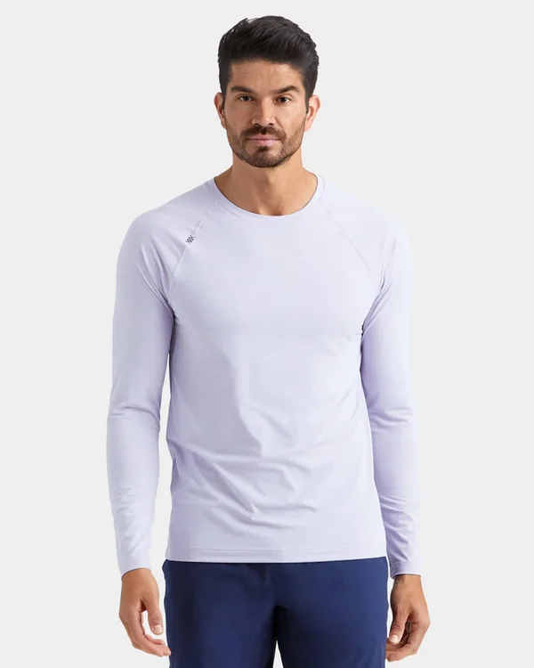 Men's Anti-Odor Workout Shirt, Rhone Reign Long Sleeve, Blue Grouper, XXL