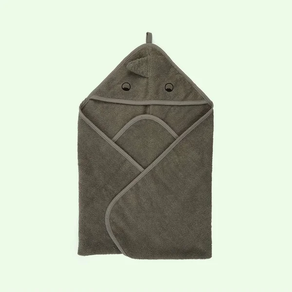 Liewood Albert Hooded Towel Dino/Faune - Kids - Towels and Capes - Green, 70 x 70 cm