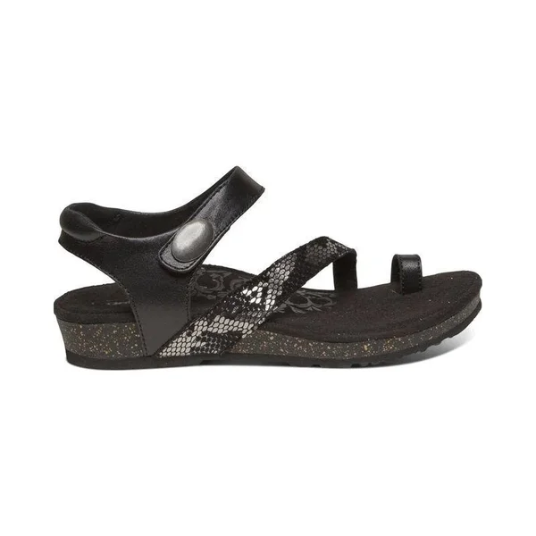 Aetrex Georgia Toe Loop Sandal Black - 8.5