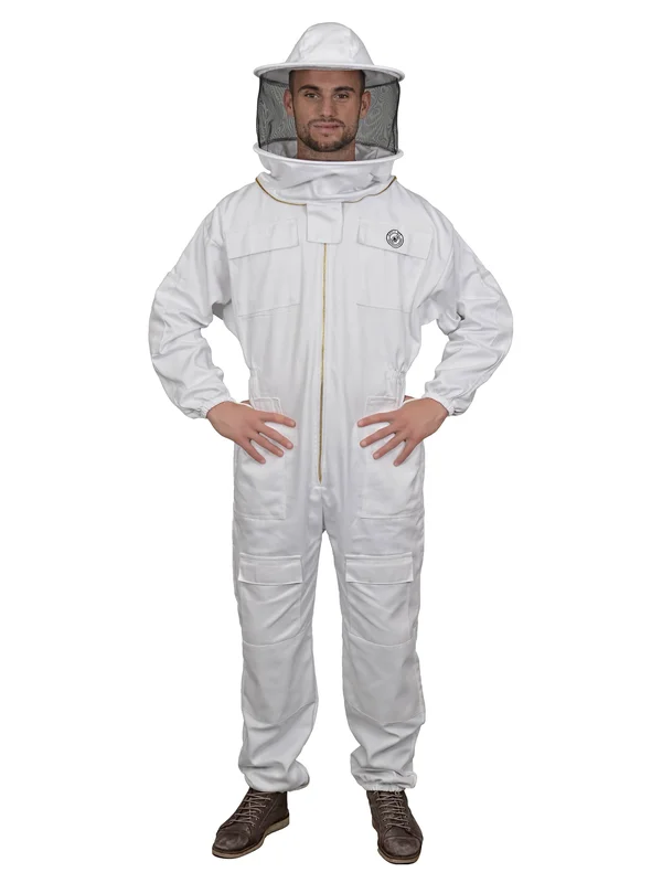 Humble Bee Polycotton Beekeeping Suit with Round Veil (Small), Linen White