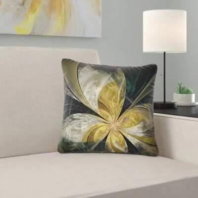Floral Symmetrical Fractal Flower Pillow East Urban Home Size: 18x22 x 18